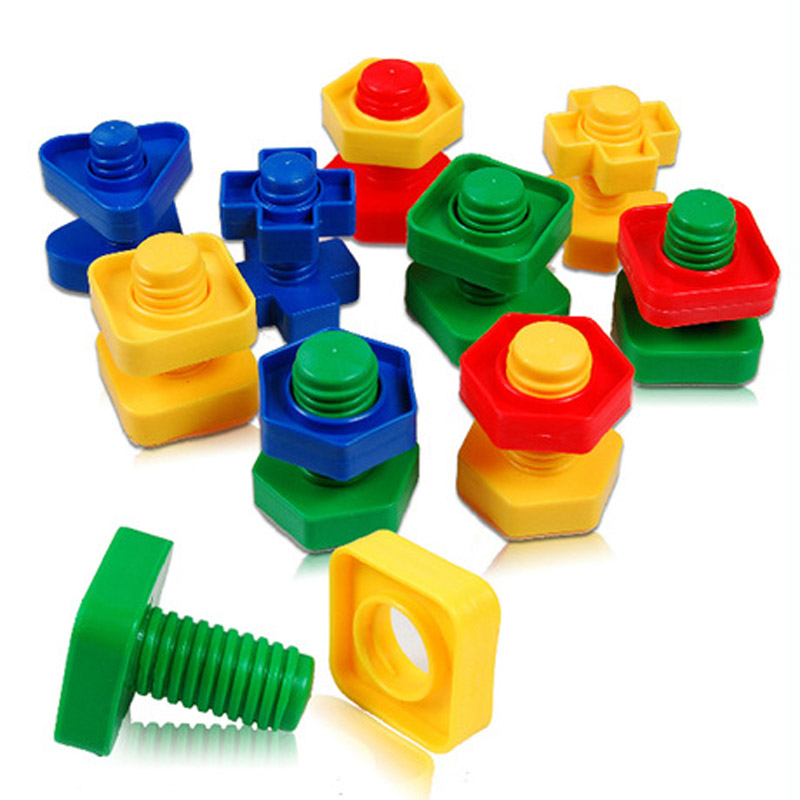 AliExpress 5Set Screw Building Blocks Plastic Insert Blocks Nut Shape Toys for Educational Toys Montessori Scale Models Gift