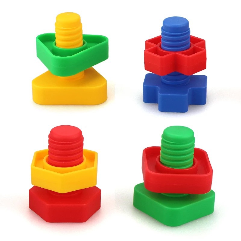 AliExpress 5Set Screw Building Blocks Plastic Insert Blocks Nut Shape Toys for Educational Toys Montessori Scale Models Gift, view 2