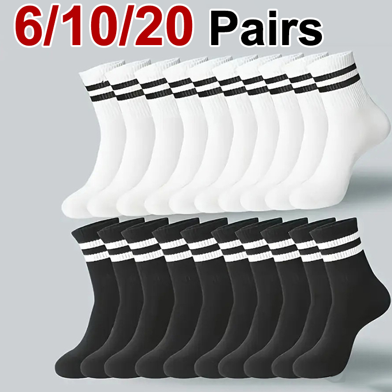 AliExpress Striped Crew Socks for Men and Women (6 to 20 Pairs)