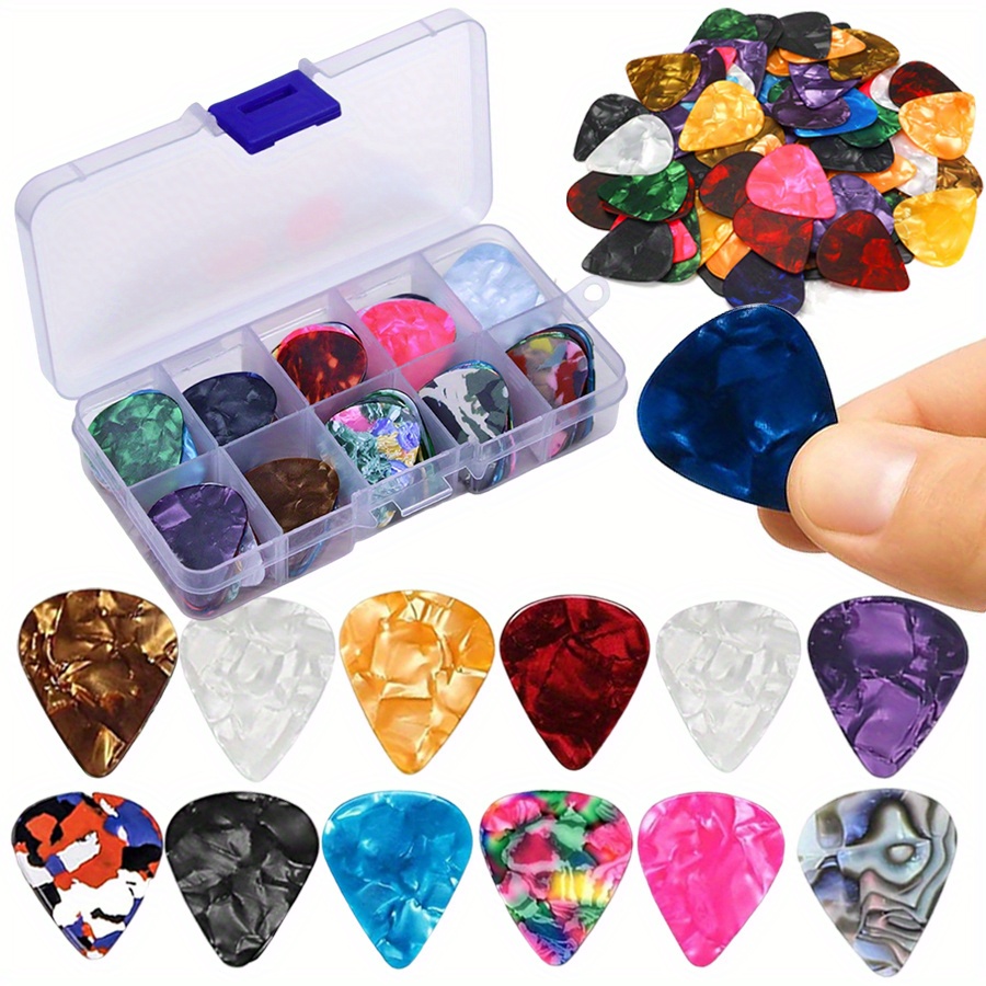 AliExpress 6/12/30/50pcs Boxed 0.46mm Guitar Picks - ABS Plastic, Assorted Colors & Designs for Guitar Ukulele Bass, Acoustic/Electric JXB