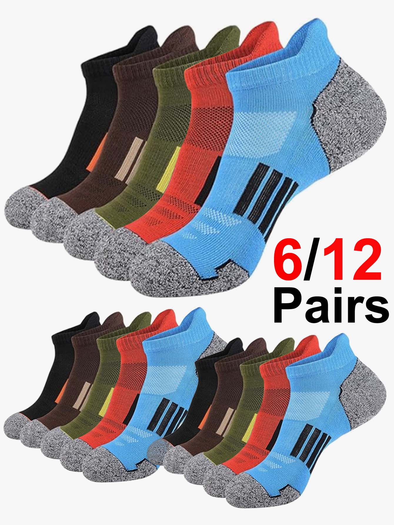 AliExpress 6/12 Pairs Mesh Sweat Absorbing and Breathable Thin Men's Sports Socks Casual Comfortable Non Slip Wear-resistant Men's Socks