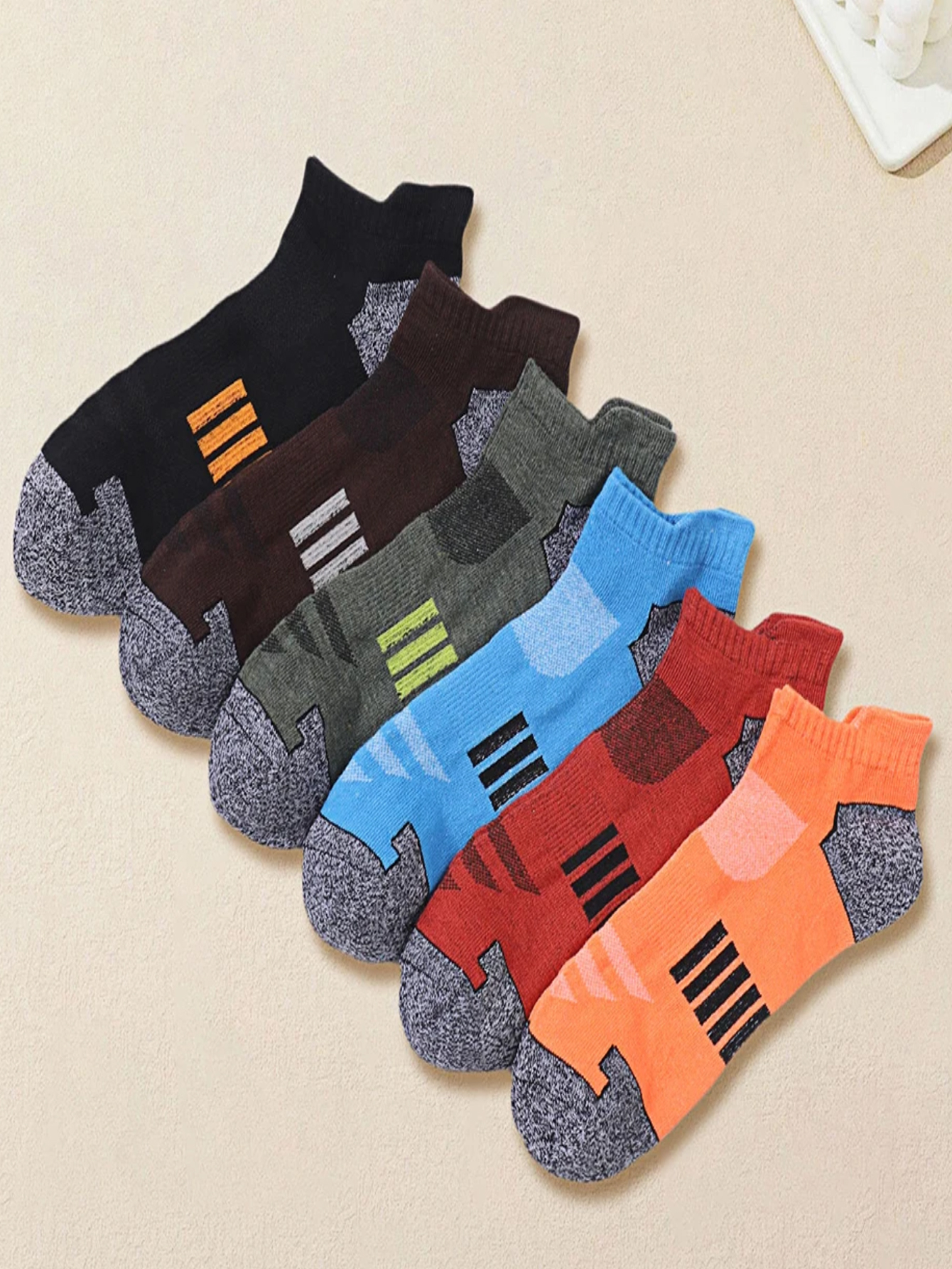 AliExpress 6/12 Pairs Mesh Sweat Absorbing and Breathable Thin Men's Sports Socks Casual Comfortable Non Slip Wear-resistant Men's Socks, view 3