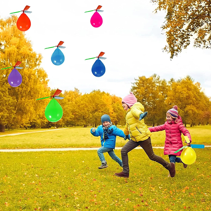 AliExpress 6/12PCS Children's Outdoor Balloon Rotating Helicopter Launcher Set Balloon Parent Child Interactive Children's Puzzle Toy, view 2