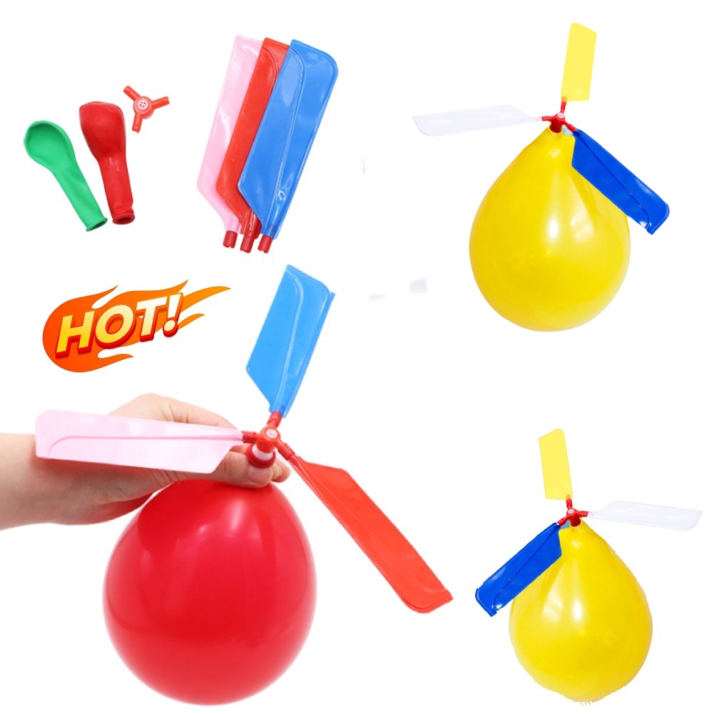 AliExpress 6/12PCS Children's Outdoor Balloon Rotating Helicopter Launcher Set Balloon Parent Child Interactive Children's Puzzle Toy, view 3