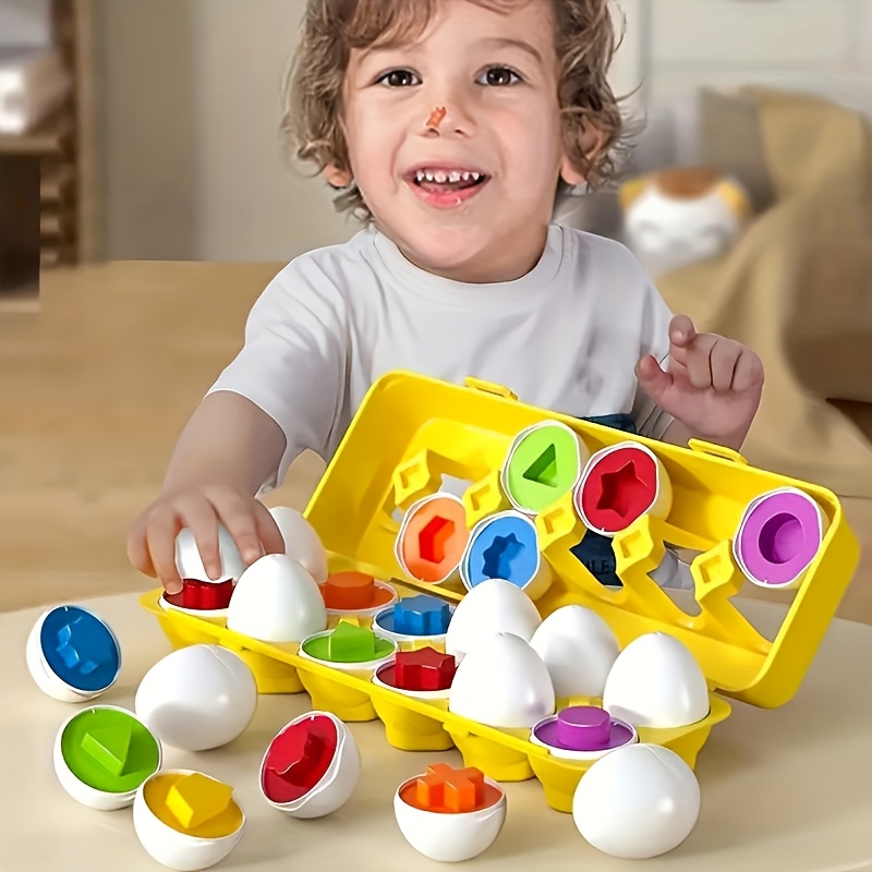 AliExpress 6/12pcs Color and Shape Matching Toys, Simulated Egg Shapes with Storage Box - Geometric Shape & Color Learning Toy Set for Kids