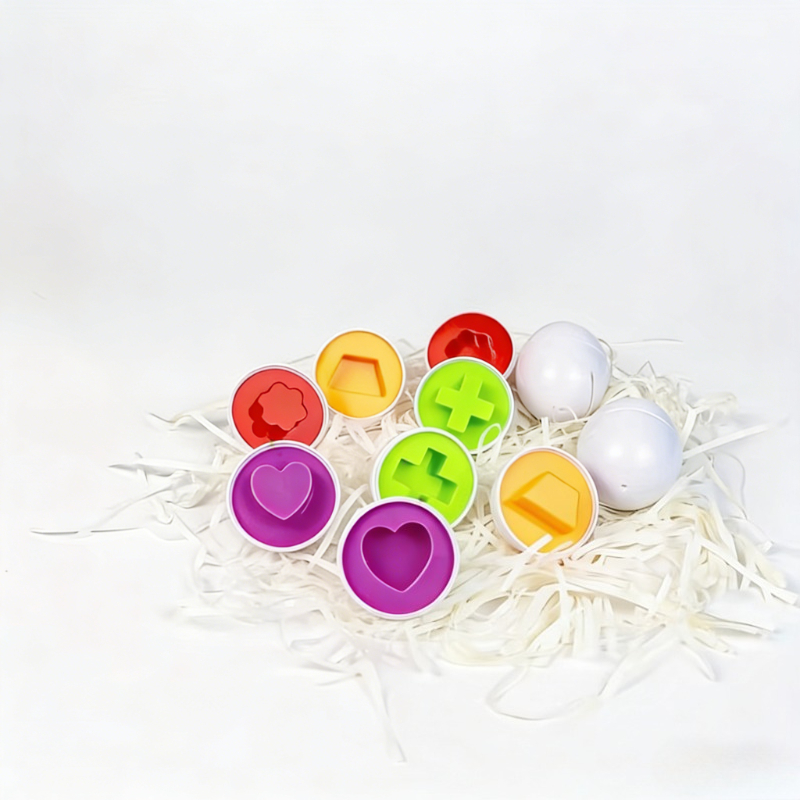AliExpress 6/12pcs Color and Shape Matching Toys, Simulated Egg Shapes with Storage Box - Geometric Shape & Color Learning Toy Set for Kids, view 2