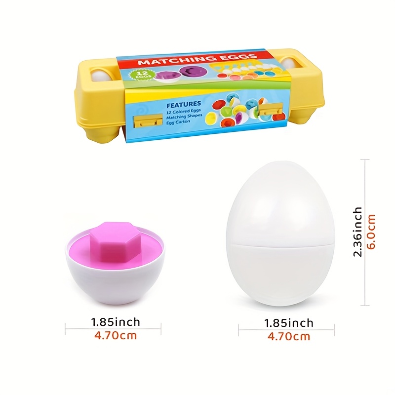 AliExpress 6/12pcs Color and Shape Matching Toys, Simulated Egg Shapes with Storage Box - Geometric Shape & Color Learning Toy Set for Kids, view 5
