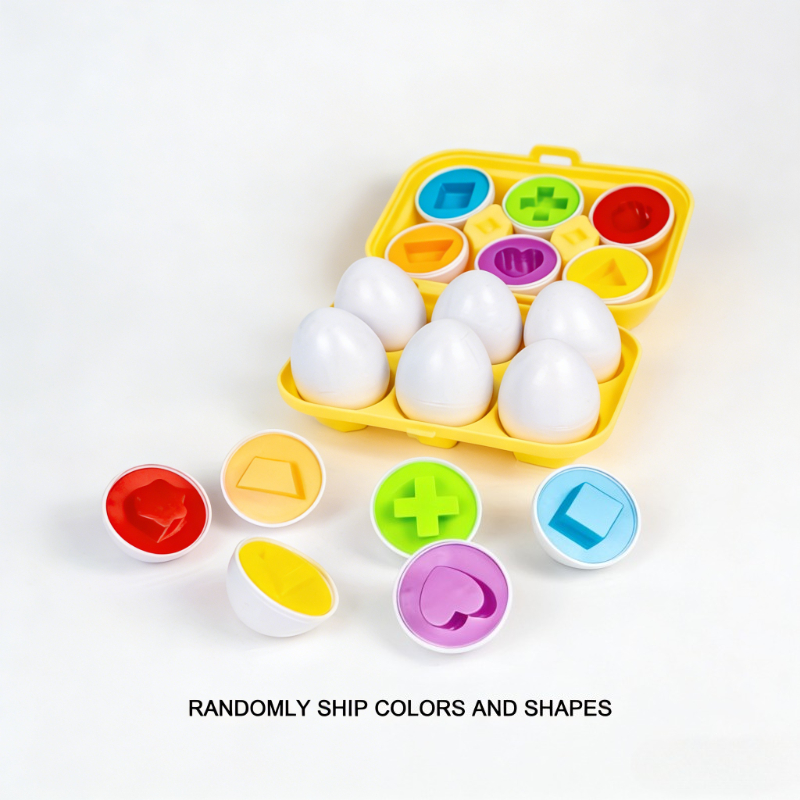 AliExpress 6/12pcs Color and Shape Matching Toys, Simulated Egg Shapes with Storage Box - Geometric Shape & Color Learning Toy Set for Kids, view 6