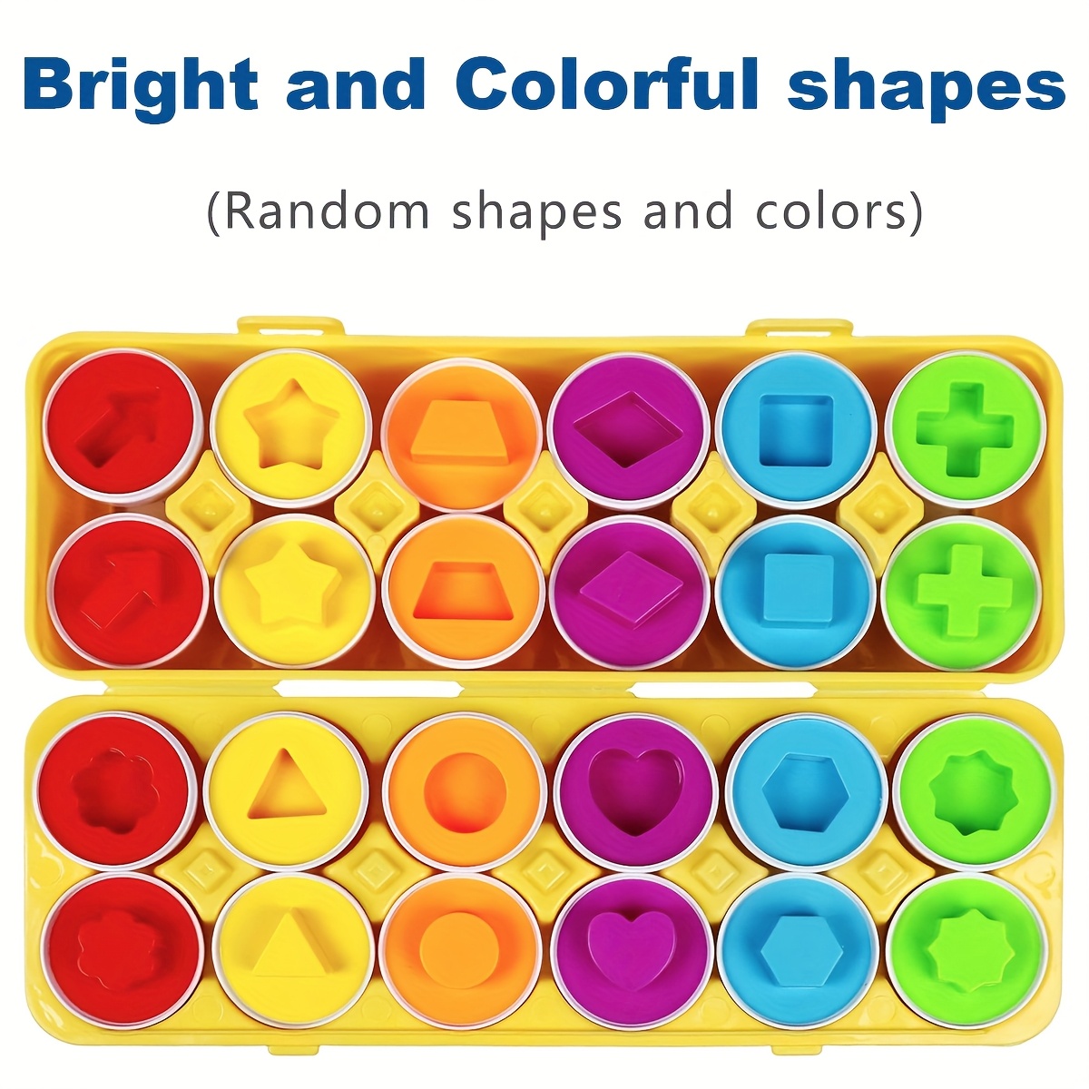 AliExpress 6/12PCS Color Shape Matching Toys Simulated Egg with Storage Box Geometric Sorting Game Early Learning Educational Toy for Kids, view 4