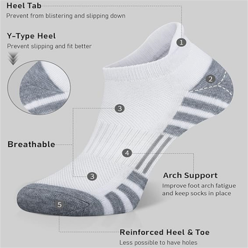 AliExpress 6/24Pairs Ankle Athletic Running Socks Cushioned Breathable Low Cut Sports Tab Socks For Men And Women, view 4