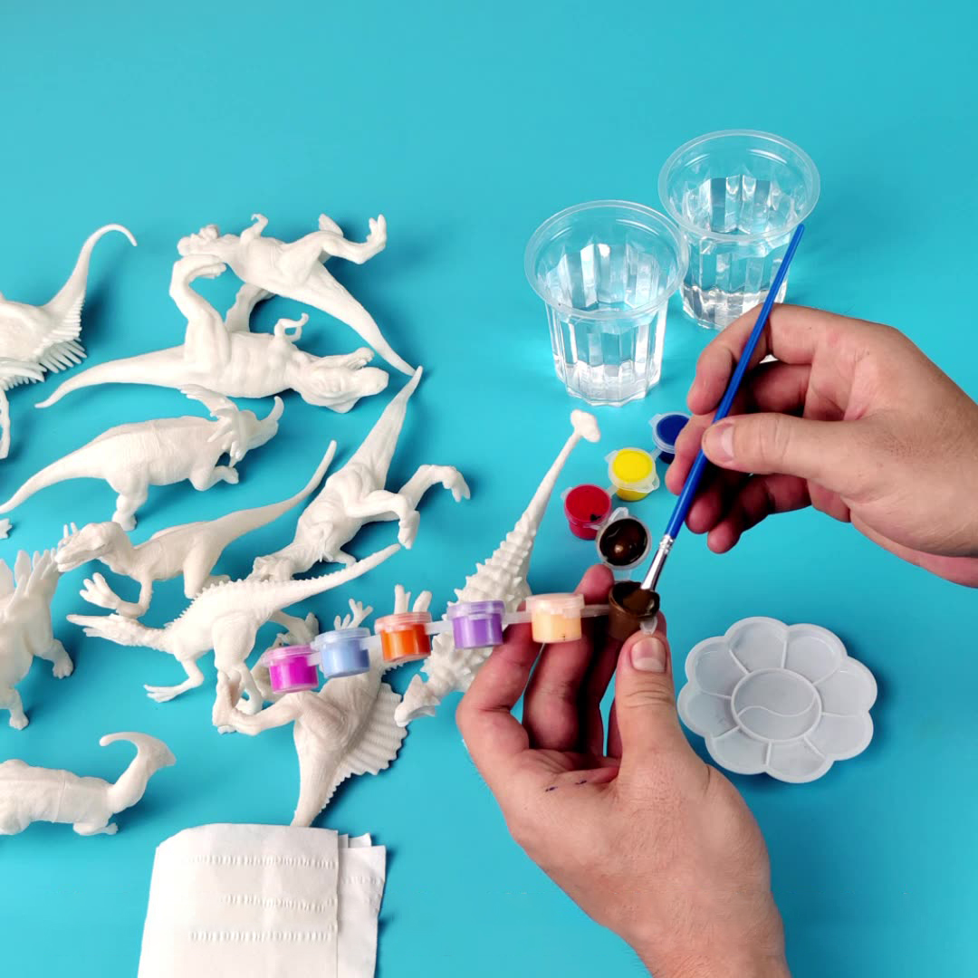 AliExpress 6/8Pcs DIY Painted Graffiti Dinosaur White Embryo Animals Model Children's Educational Handmade Painting Colorful Dinosaur Toys, view 4