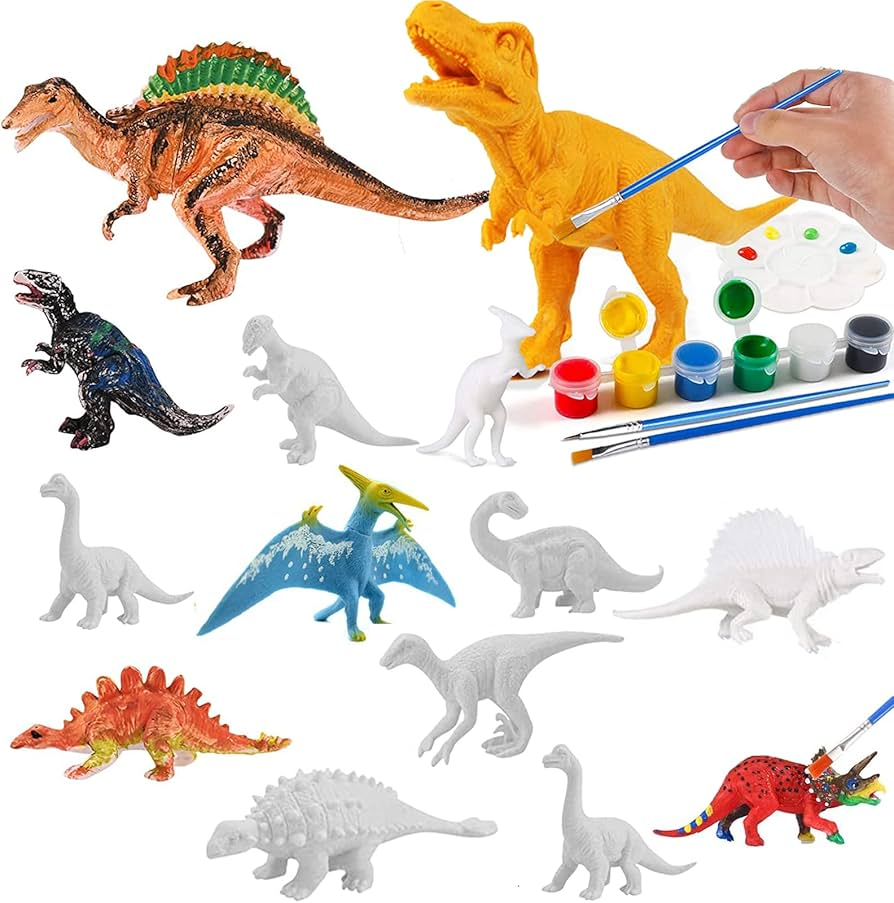 AliExpress 6/8PCS Unpainted DIY Dinosaur Paint Kit 3D Blank Dinosaur Figures Craft Painting Set Montessori Educational Creative Graffiti