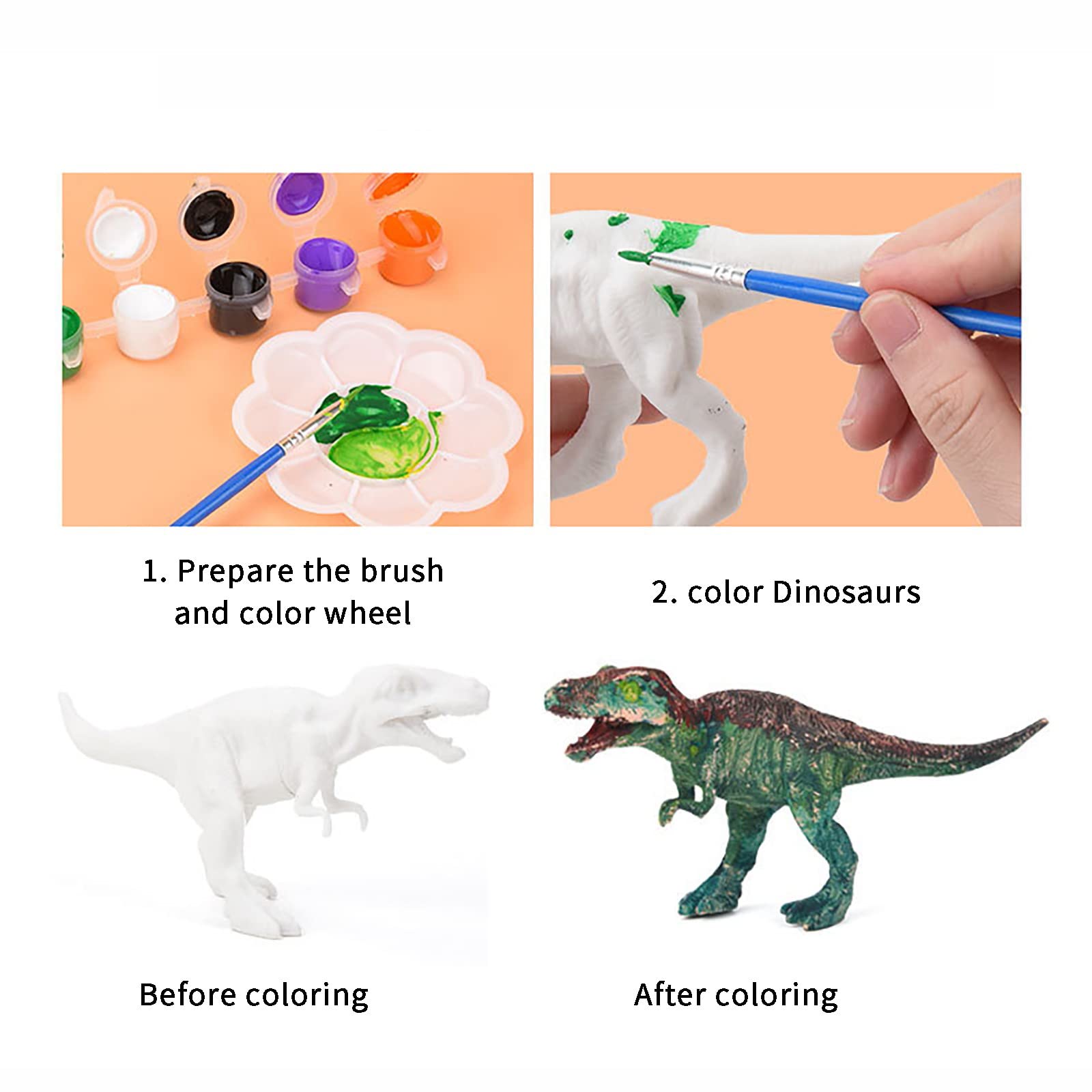 AliExpress 6/8PCS Unpainted DIY Dinosaur Paint Kit 3D Blank Dinosaur Figures Craft Painting Set Montessori Educational Creative Graffiti, view 2