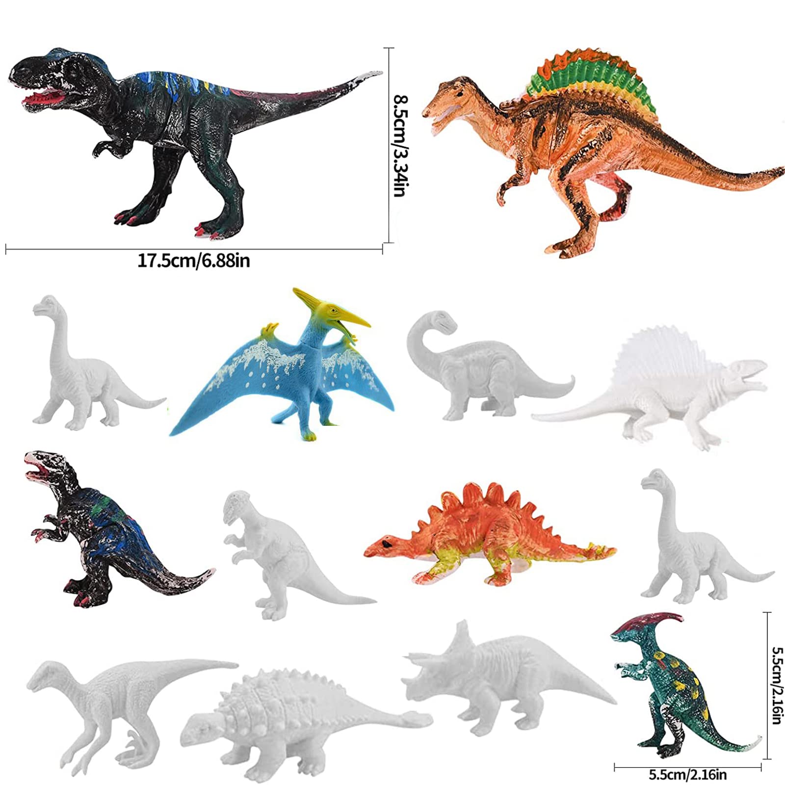 AliExpress 6/8PCS Unpainted DIY Dinosaur Paint Kit 3D Blank Dinosaur Figures Craft Painting Set Montessori Educational Creative Graffiti, view 6