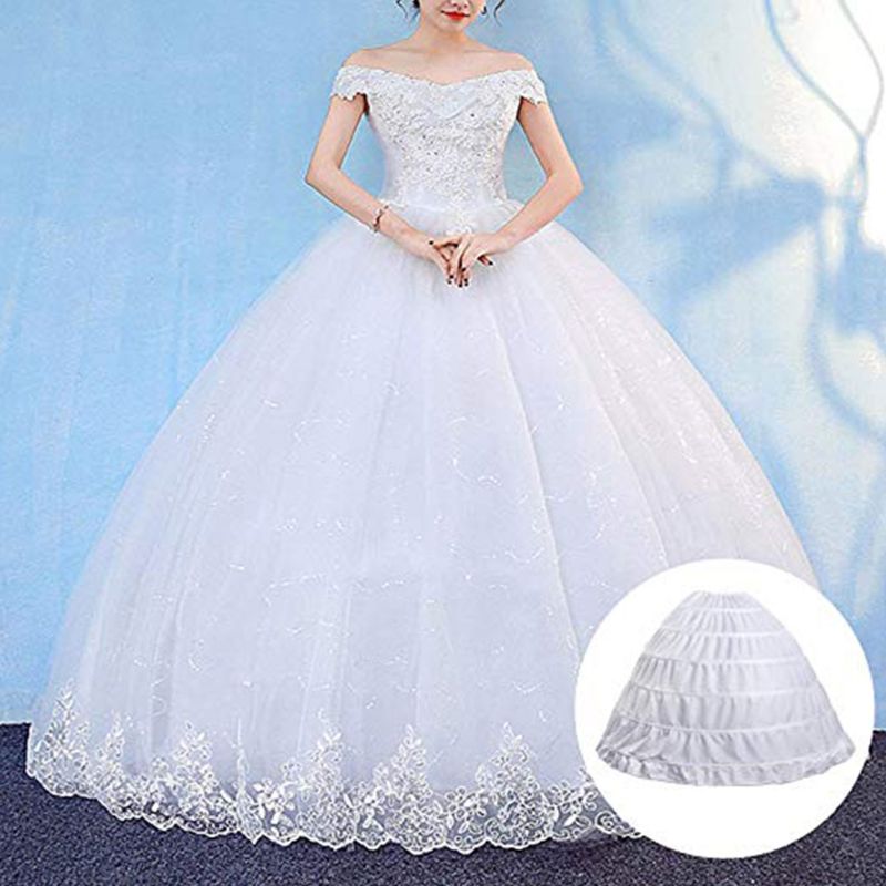 AliExpress 6 Hoop 3 Hoop 8 HoopCrinoline Black White Long Wedding Petticoat Ball Gown Dress Underskirt Skirt Half Slips Wedding Accessories, view 2