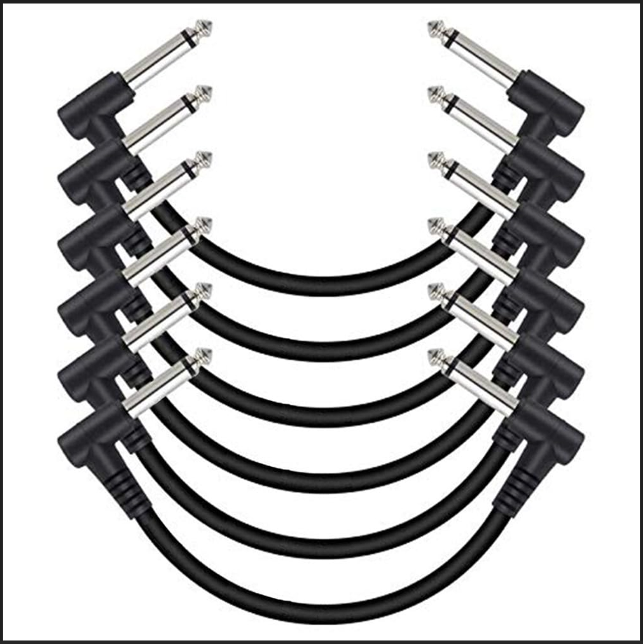 AliExpress 6 Pack 7.8In Guitar Patch Cables,Colorful/Black Guitar Pedal Cable Effect Cable Cord,1/4" inch TS Right Angle Guitar Patch Cable