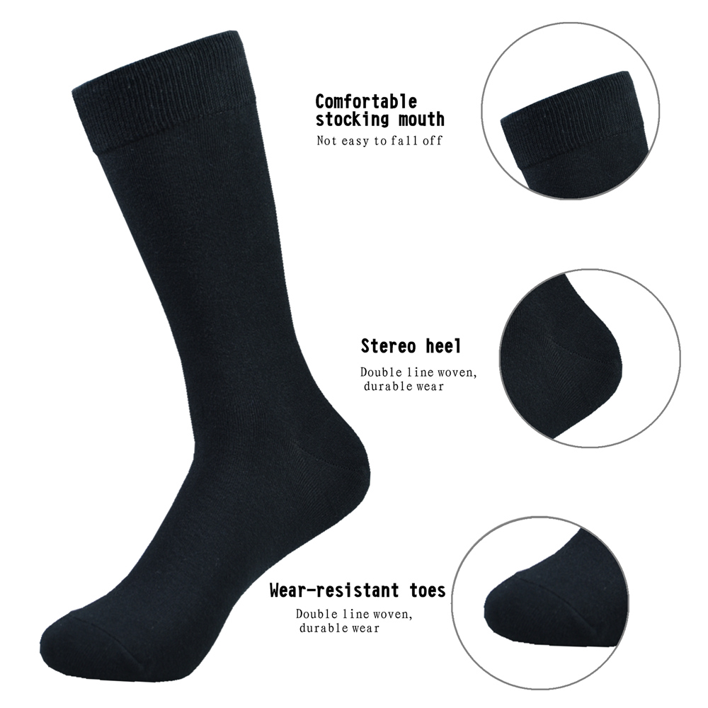 AliExpress 6 Pairs Men's Black Cotton Dress Socks High Quality Long Calf Socks Autumn Winter Sweat Resistant Anti Odor, view 3