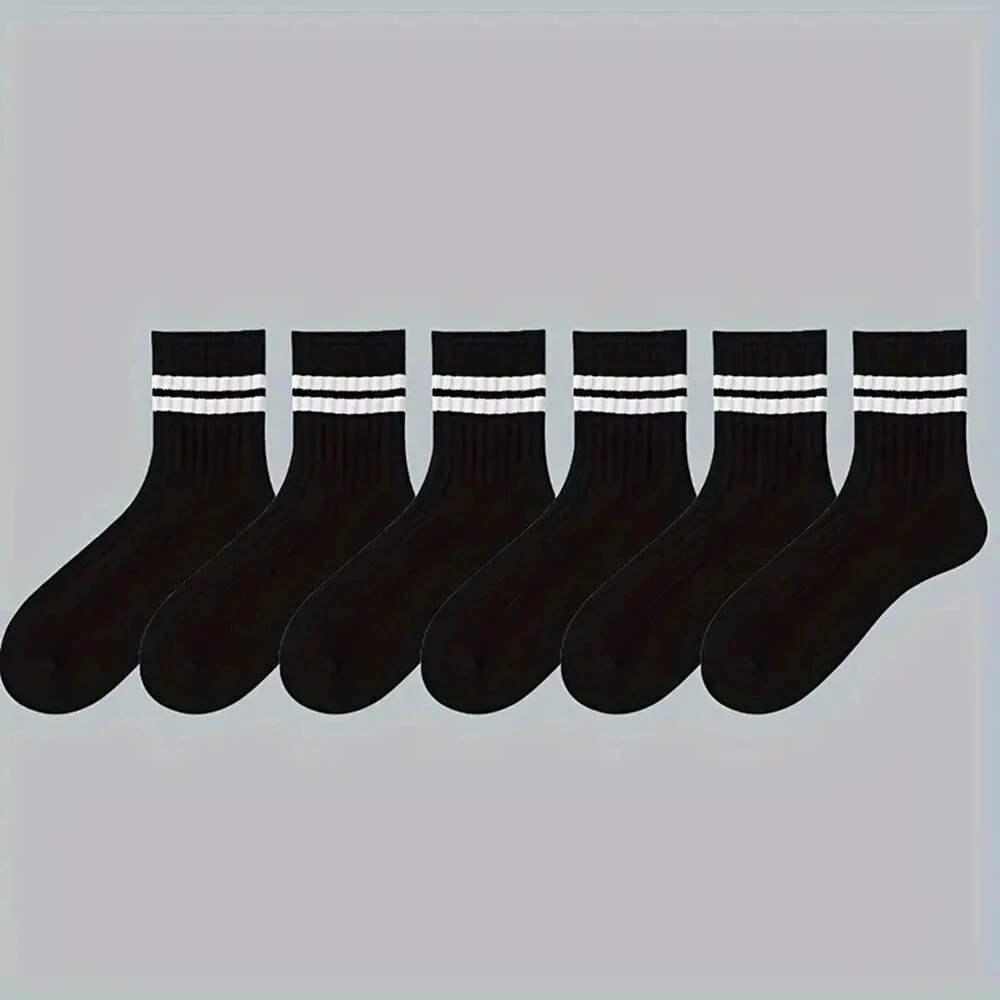 AliExpress Men's Striped Mid-Tube Cotton Socks (6 Pairs), view 5