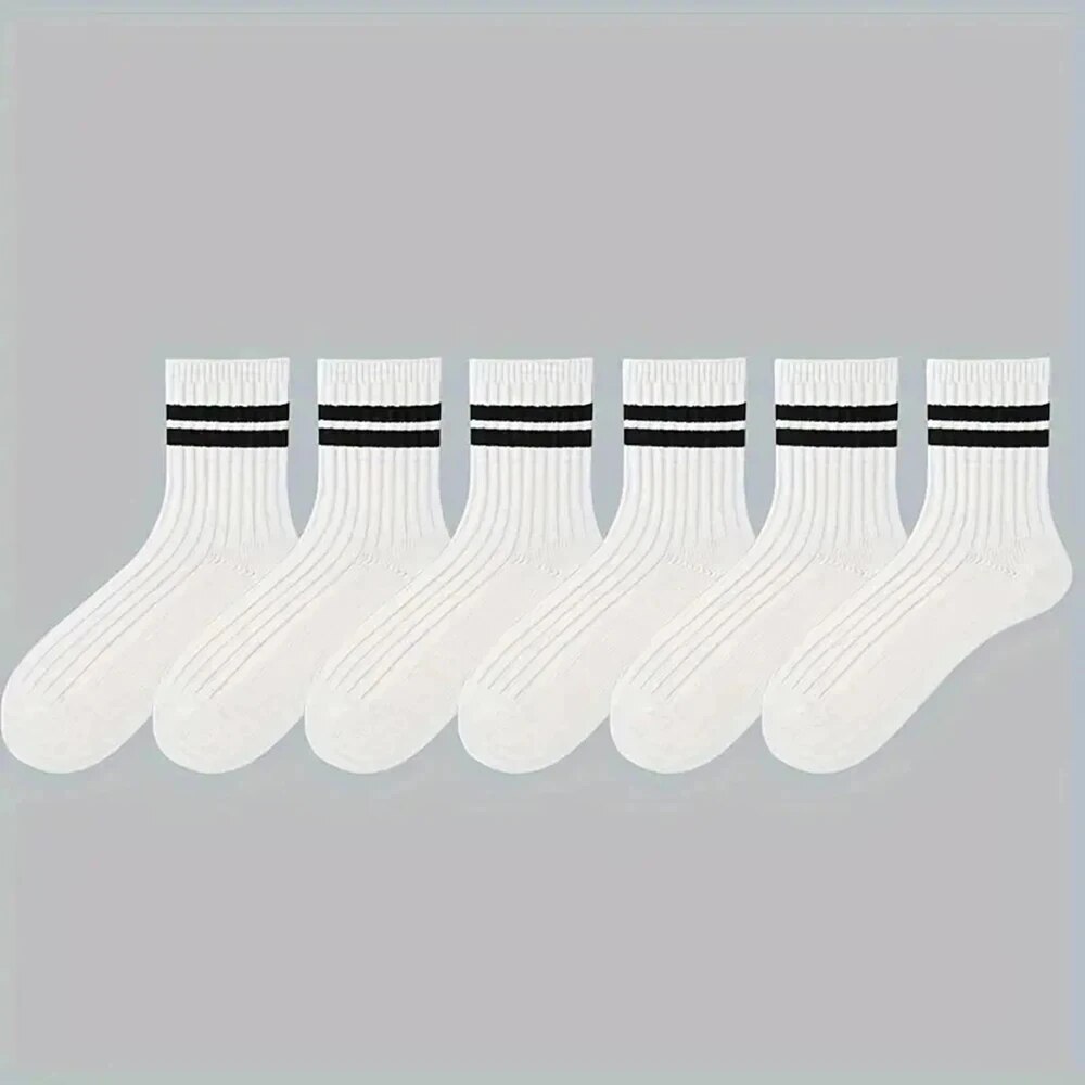 AliExpress Men's Striped Mid-Tube Cotton Socks (6 Pairs), view 6