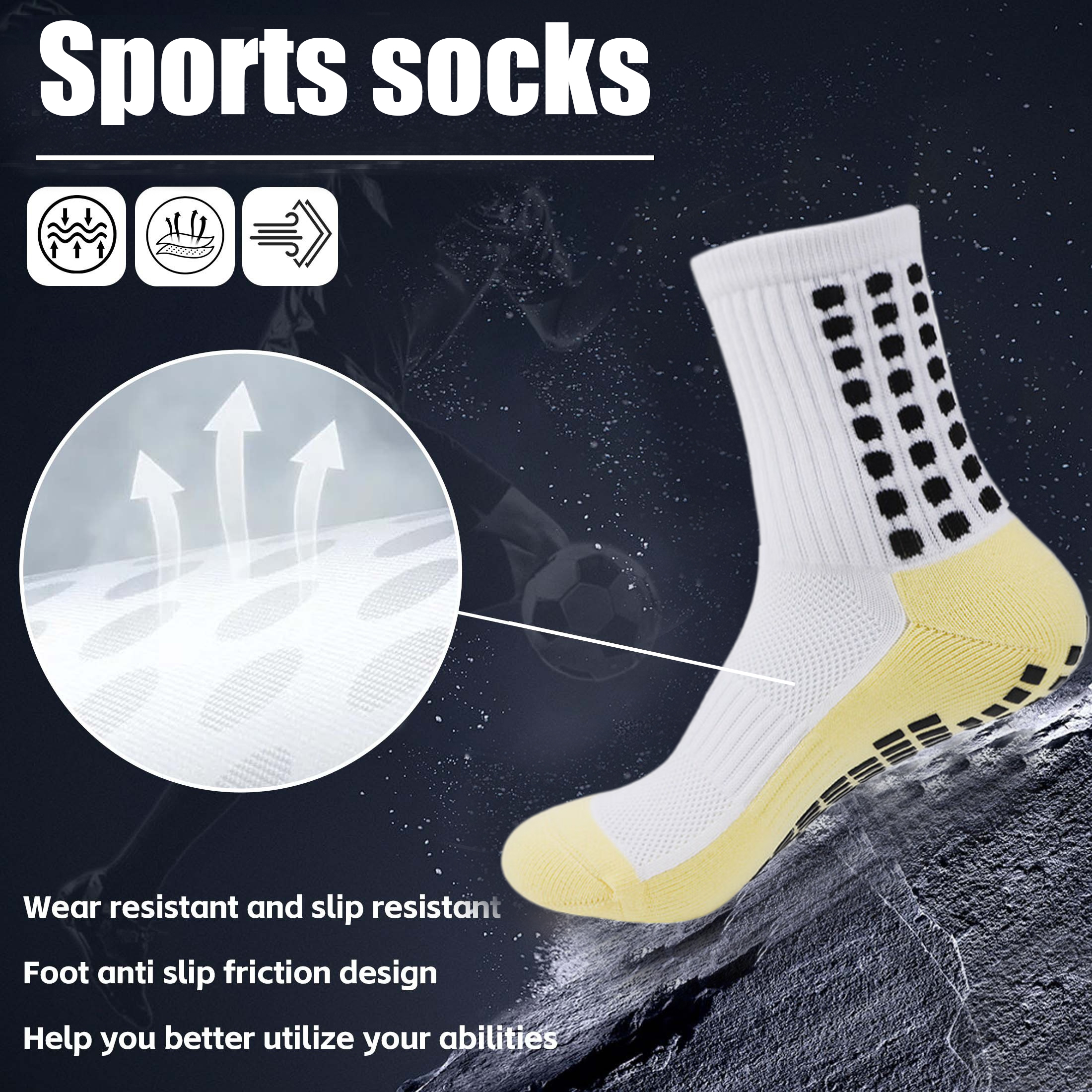 AliExpress 6 Pairs Men Women Non Slip Grip Socks Football Basketball Soccer Rugby Baseball Cycling Running Hiking Tennis Skateboard, view 3