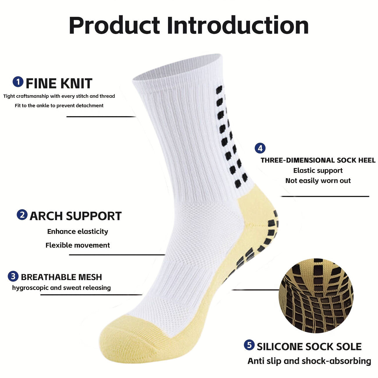 AliExpress 6 Pairs Men Women Non Slip Grip Socks Football Basketball Soccer Rugby Baseball Cycling Running Hiking Tennis Skateboard, view 5