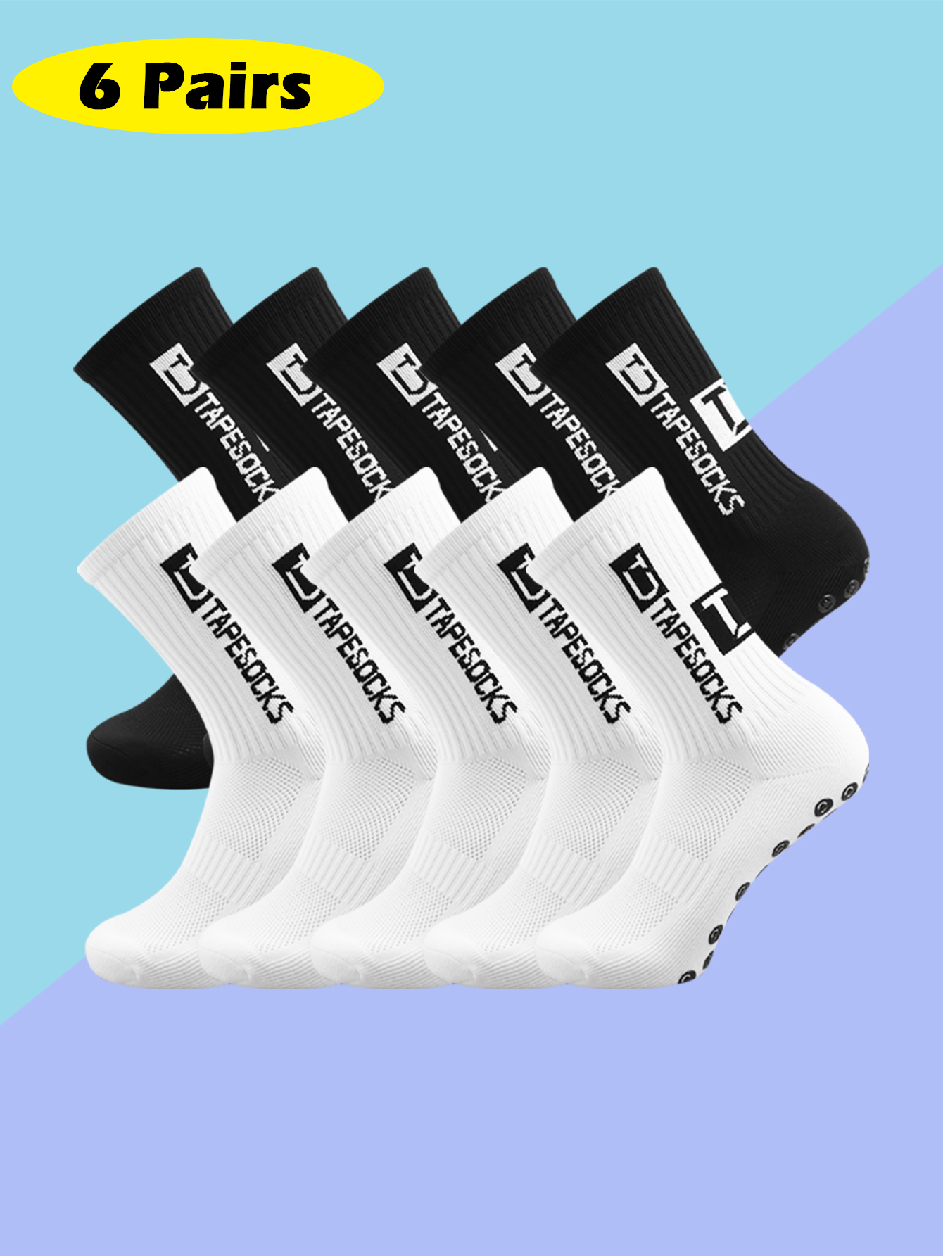 AliExpress 6 Pairs of football socks sports socks men's mid-calf socks silicone non-slip dot socks basketball yoga socks