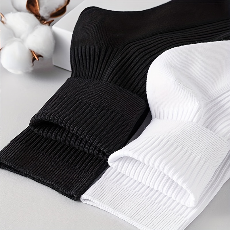 AliExpress 6 Pairs of Men's Solid Color Vertical Stripe Mid-Calf Socks, Business Style, Versatile for All Seasons, Black Socks, Breathable, view 4