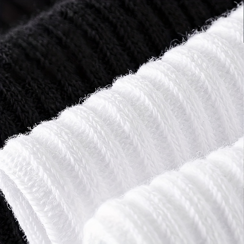 AliExpress 6 Pairs of Men's Solid Color Vertical Stripe Mid-Calf Socks, Business Style, Versatile for All Seasons, Black Socks, Breathable, view 5