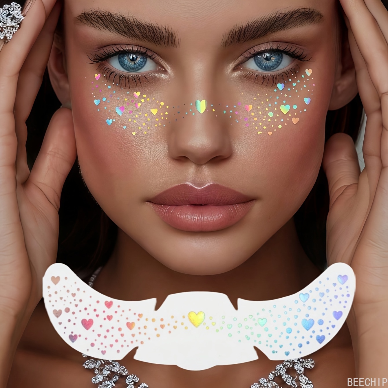 AliExpress 6 Sheets Glitter Freckles Holographic Stickers Heart Freckle Tattoos Glitter Stickers Waterproof Temp Tattoos