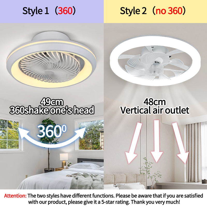 AliExpress 6-Speed Enclosed Circular Fan Light with Remote Control, Bedroom Fan Light, Living Room Bedroom Dining Room Ceiling Light, view 2