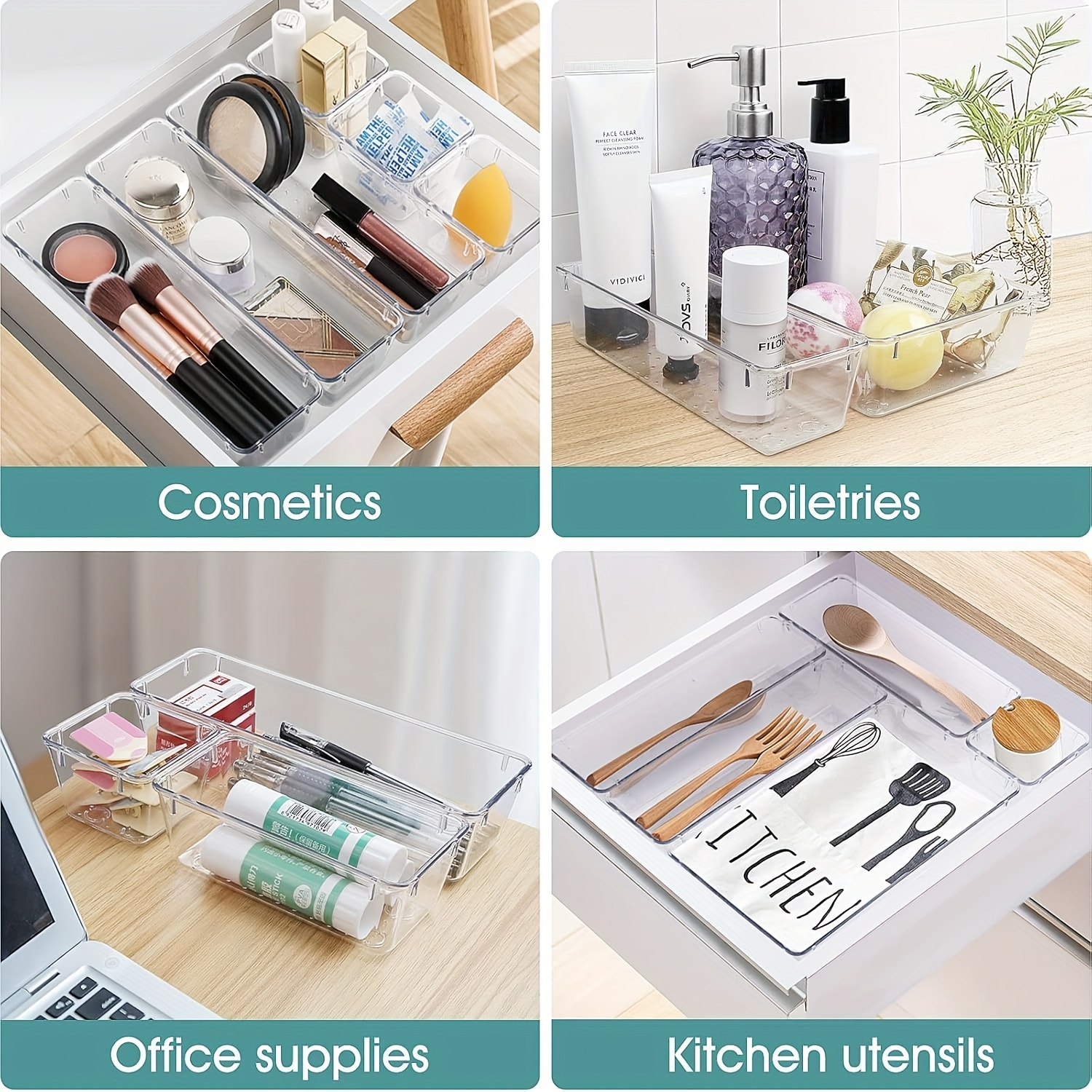 AliExpress Clear Plastic Drawer Organizer Tub Set, view 5