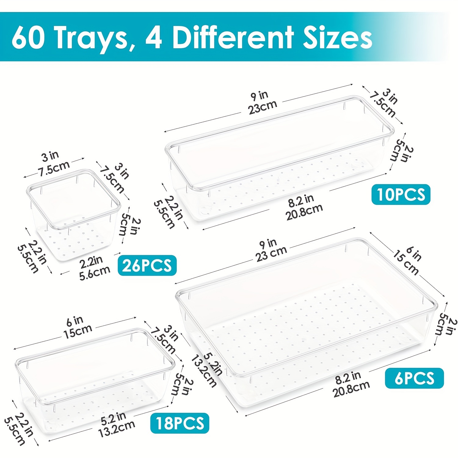 AliExpress Clear Plastic Drawer Organizer Tub Set, view 6