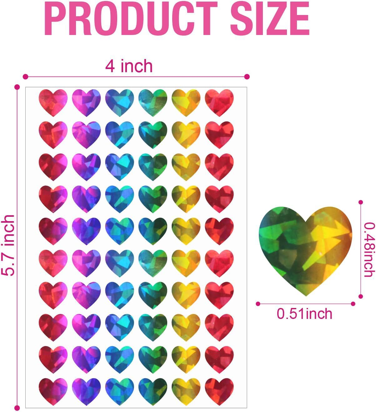AliExpress 600 Pcs Red Heart Stickers, Small Holographic Stickers for Student Reward 0.5in Small Sparkly Sticker for Gift Sealing, view 2