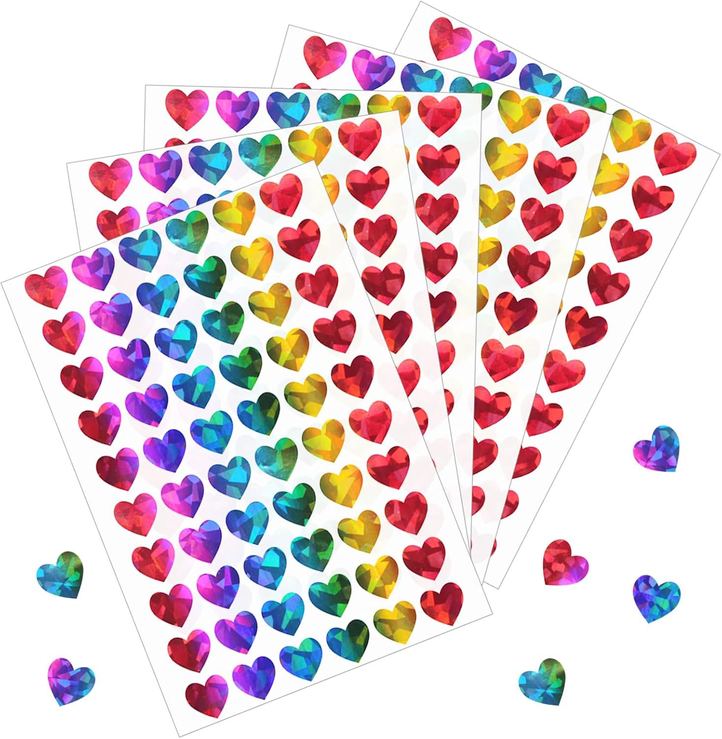AliExpress 600 Pcs Red Heart Stickers, Small Holographic Stickers for Student Reward 0.5in Small Sparkly Sticker for Gift Sealing