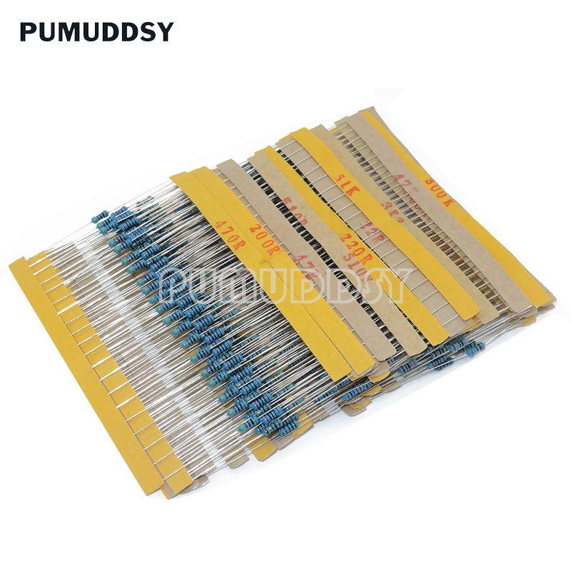 AliExpress 600pcs/set 30 Kinds 1/4W Resistance 1% Metal Film Resistor Pack Assorted Kit 1K 10K 100K 220ohm 1M Resistors 300pcs/set, view 4