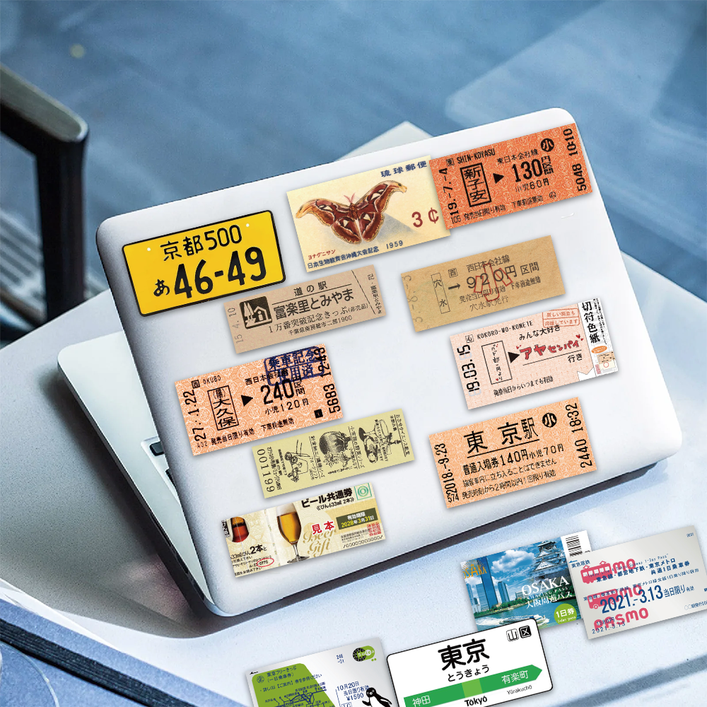 AliExpress 60PCS INS Style Stamp Sticker Japanese Postcard Ticket  Stationery Travel Diary Luggage Waterproof Helmet  Stickers, view 2