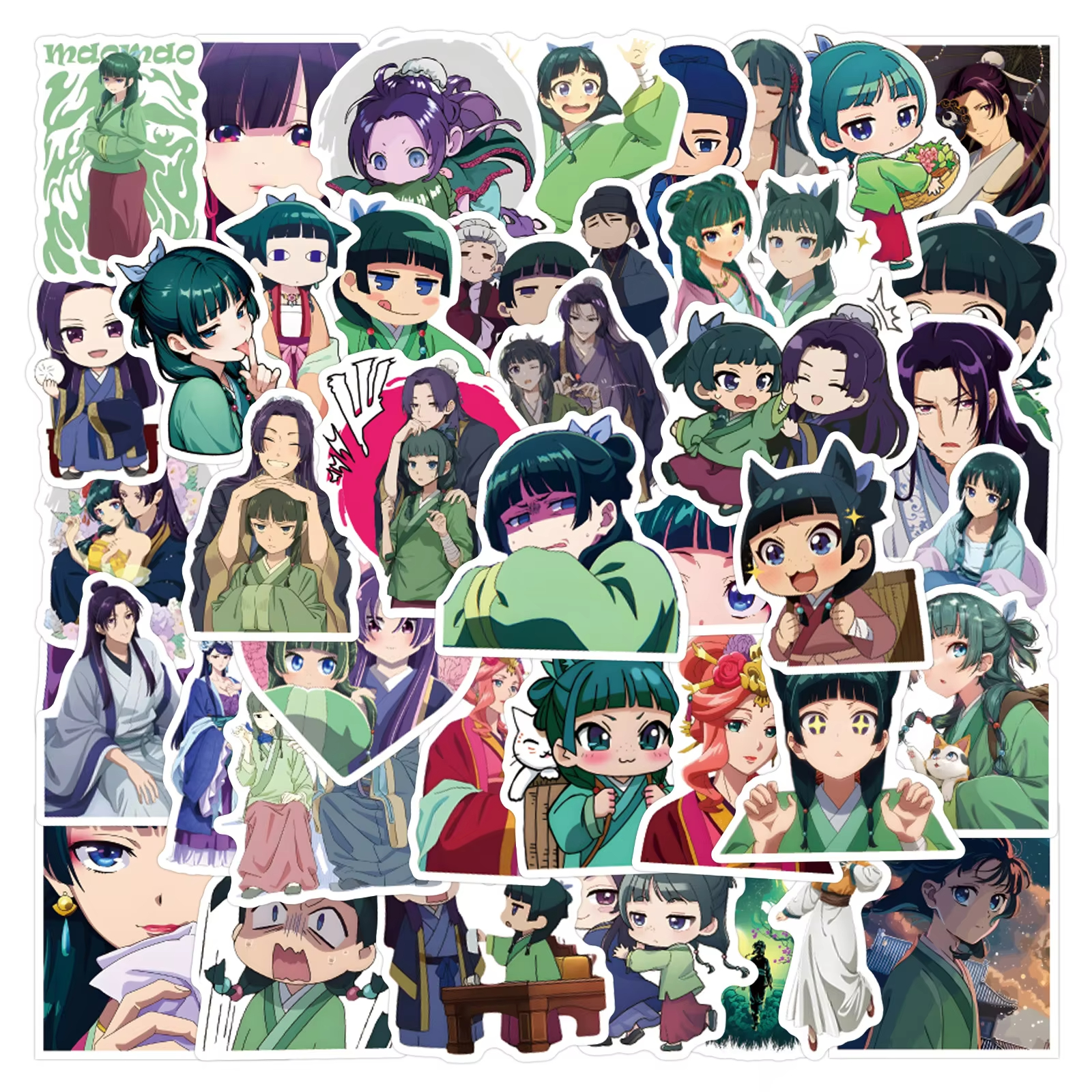 AliExpress 60Pcs Maomao Apothecary Diaries Stickers Jinshi DIY Stickers Scrapbooking Phone Luggage Skateboard Vinyl Waterproof Decals, view 4