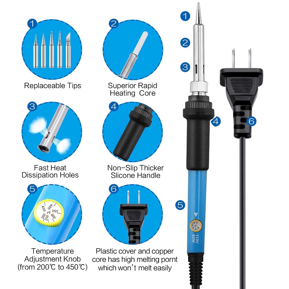 AliExpress 60W Adjustable Temperature Electric Soldering Iron, view 4