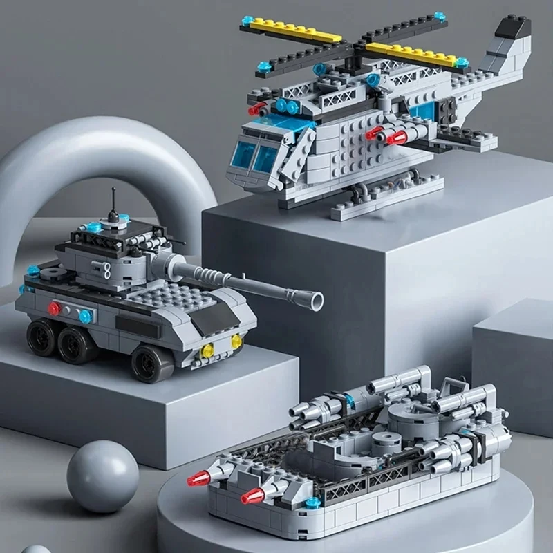 AliExpress 65.5CM 6 IN 1 Military Navy Ship Sets Building Blocks War Army Boat Plane Model Toys for Boys Bricks Toys Christmas Gifts, view 3