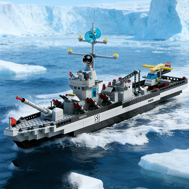 AliExpress 65.5CM 6 IN 1 Military Navy Ship Sets Building Blocks War Army Boat Plane Model Toys for Boys Bricks Toys Christmas Gifts, view 6