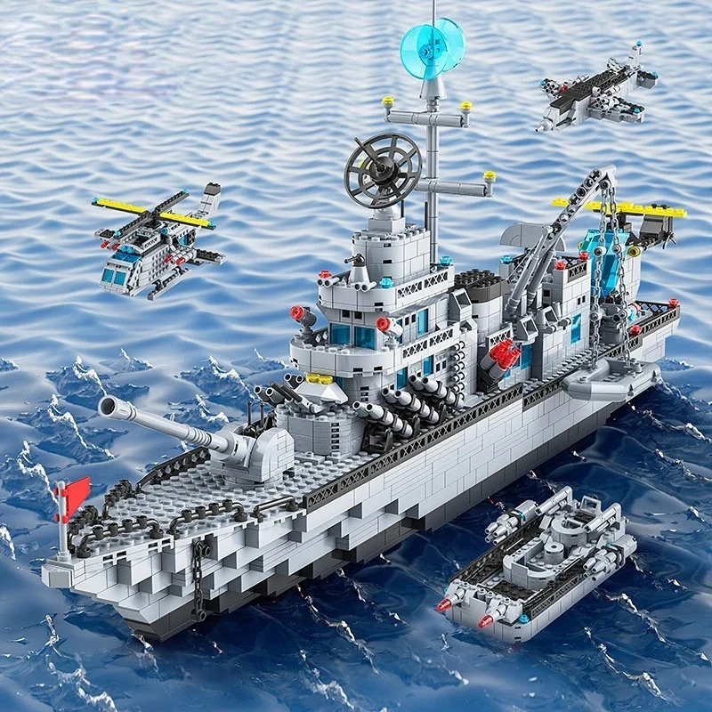 AliExpress 65CM Super Large Navy Warship Building Blocks Army Ship Model 6 in 1 Multi Shape Building Blocks Toy Set for Boys Toys, view 3