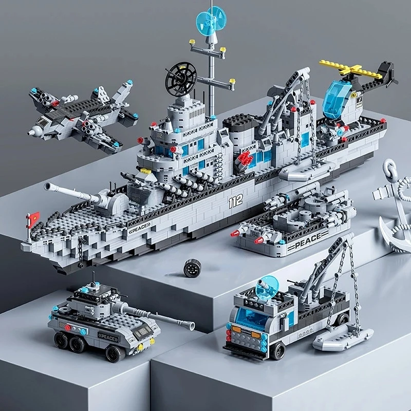 AliExpress 65CM Super Large Navy Warship Building Blocks Army Ship Model 6 in 1 Multi Shape Building Blocks Toy Set for Boys Toys, view 4