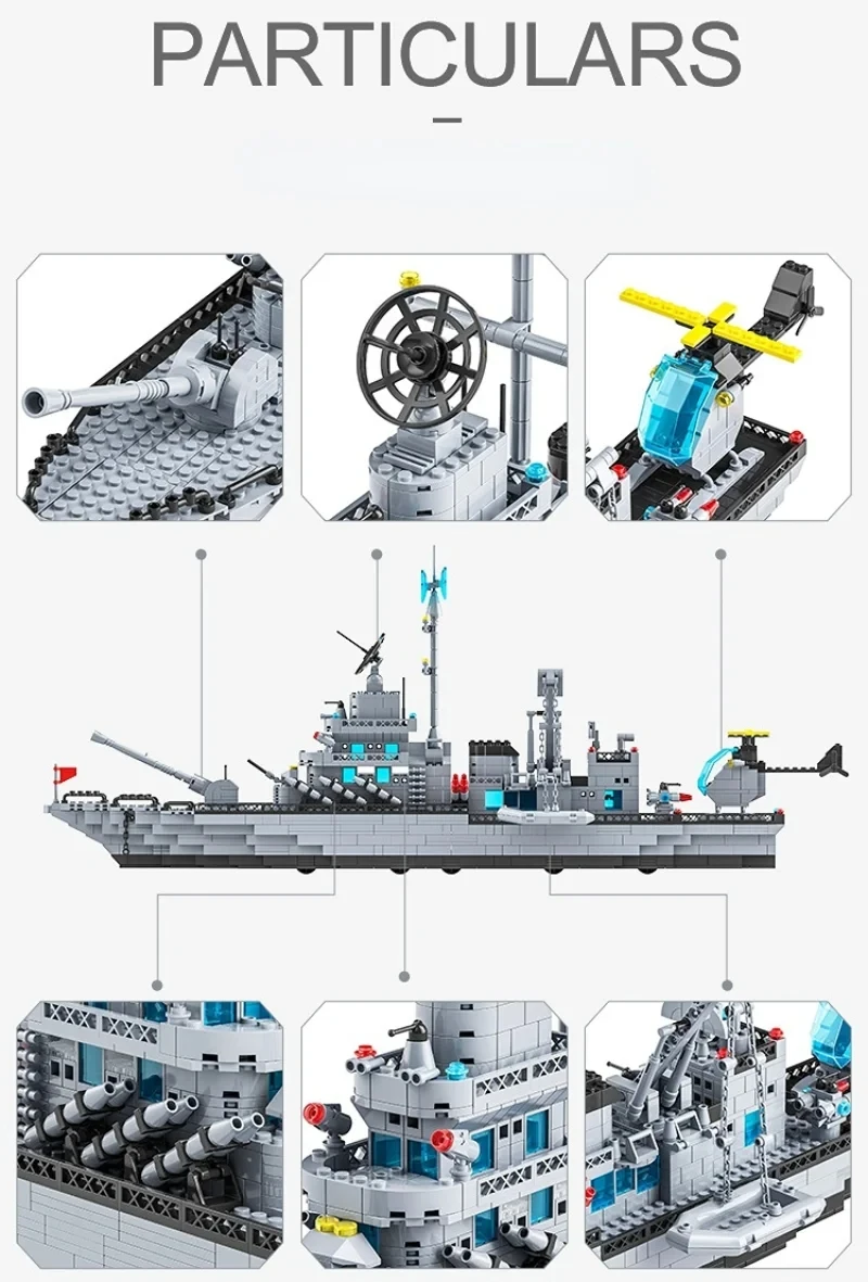 AliExpress 65CM Super Large Navy Warship Building Blocks Army Ship Model 6 in 1 Multi Shape Building Blocks Toy Set for Boys Toys, view 5