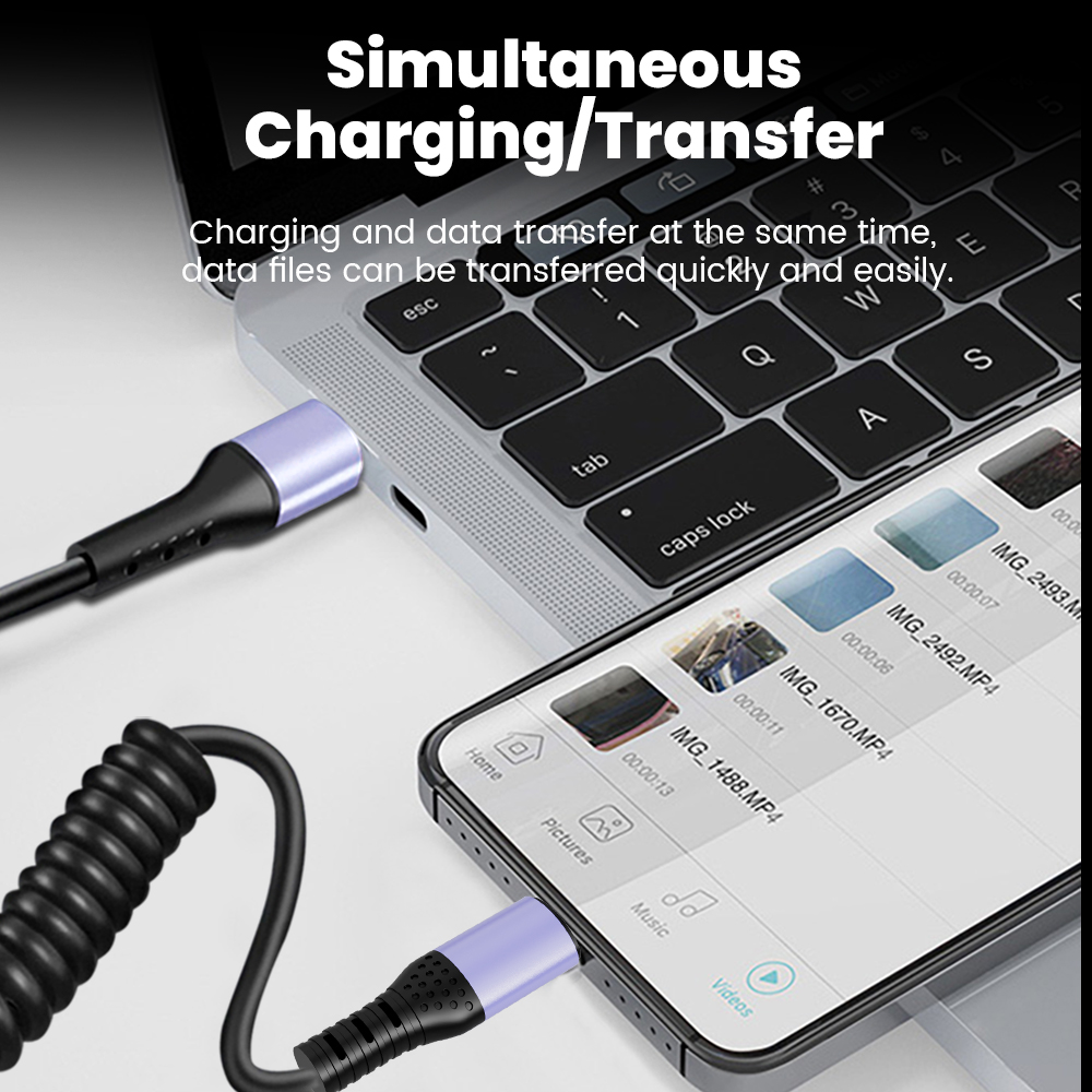 AliExpress 66W-100W Coiled USB-C to USB-C Cable, view 4