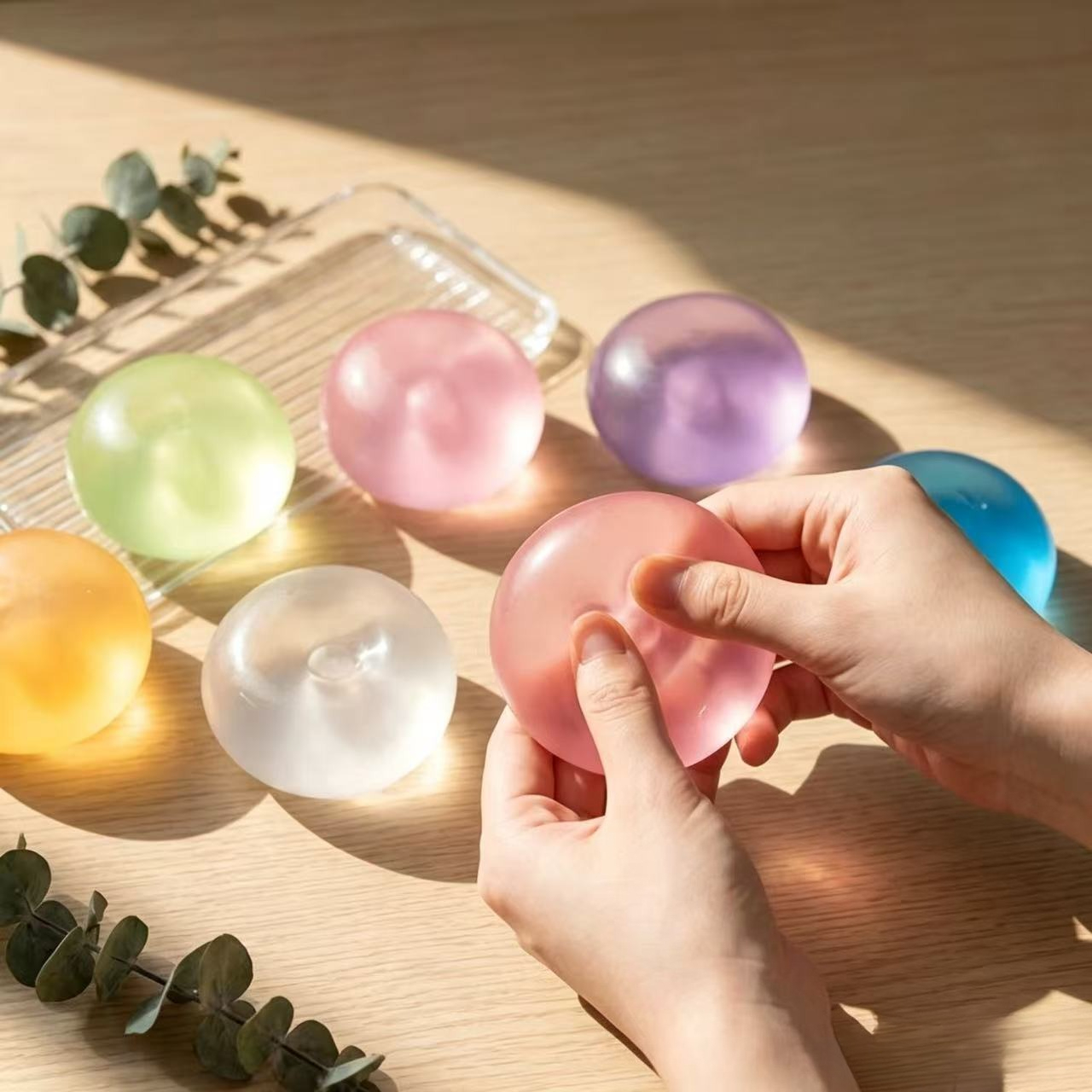 AliExpress 6CM Squishy Plasticity Mochi Fidget Toys Transparency Coconut Oil Vaseline Squeeze Funny Anti Stress Sensory Toy Adults Gifts, view 2
