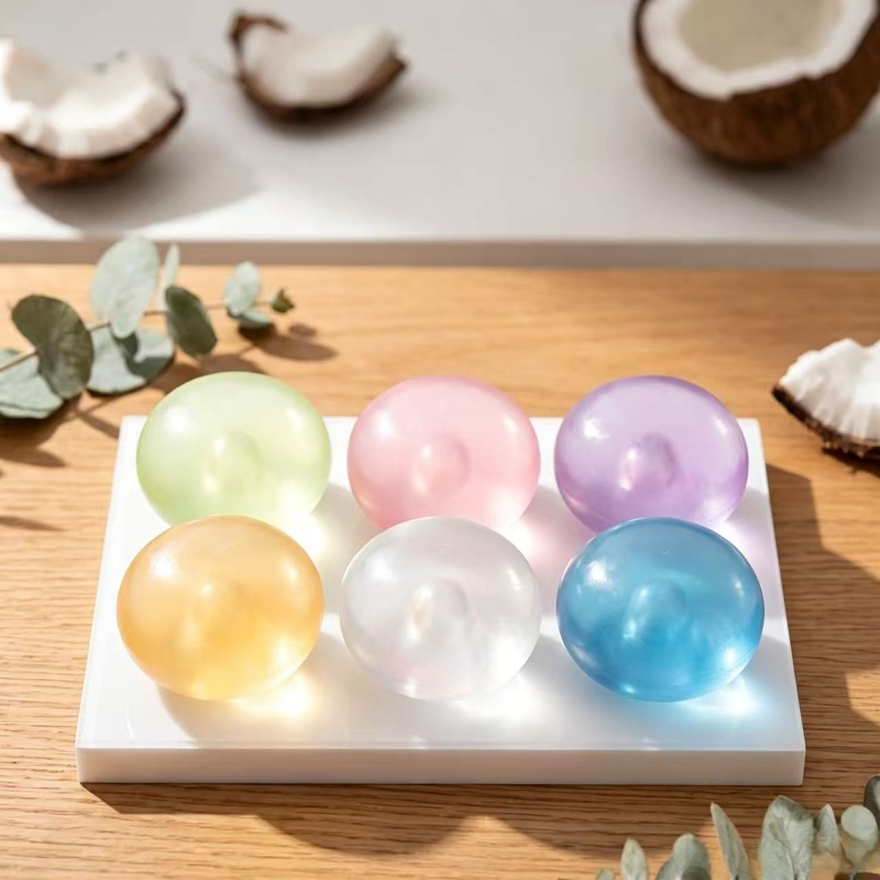 AliExpress 6CM Squishy Plasticity Mochi Fidget Toys Transparency Coconut Oil Vaseline Squeeze Funny Anti Stress Sensory Toy Adults Gifts, view 4