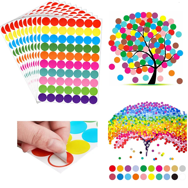 AliExpress 6mm 8mm 10mm 19mm 20mm 40mm Colored Dot Stickers Polka Circle Office Classroom Party Decoration Toys Diary Decoration Sticker