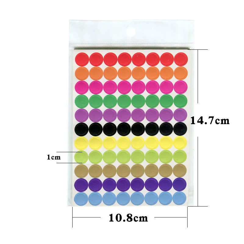 AliExpress 6mm 8mm 10mm 19mm 20mm 40mm Colored Dot Stickers Polka Circle Office Classroom Party Decoration Toys Diary Decoration Sticker, view 3