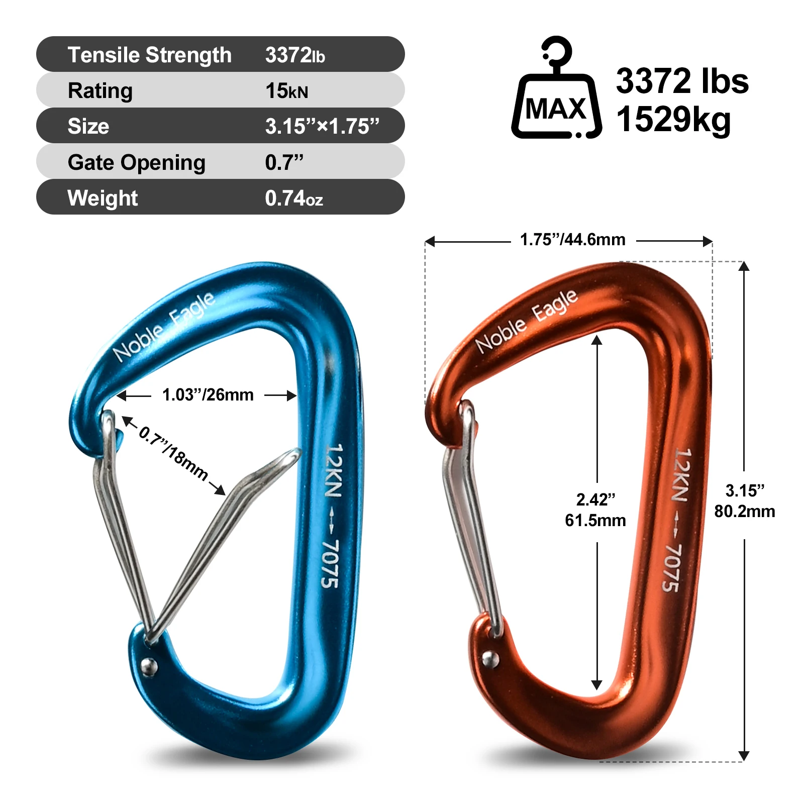 AliExpress 6-Piece Aluminum D-Ring Carabiner Set, view 3