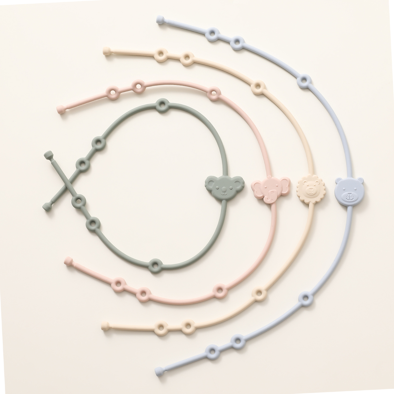 AliExpress 6pcs Baby Silicone Toys Straps ,Cartoon Animal Shape Anti-Lost Adjustable Pacifier Chain For  For Strollers, High Chairs, view 2